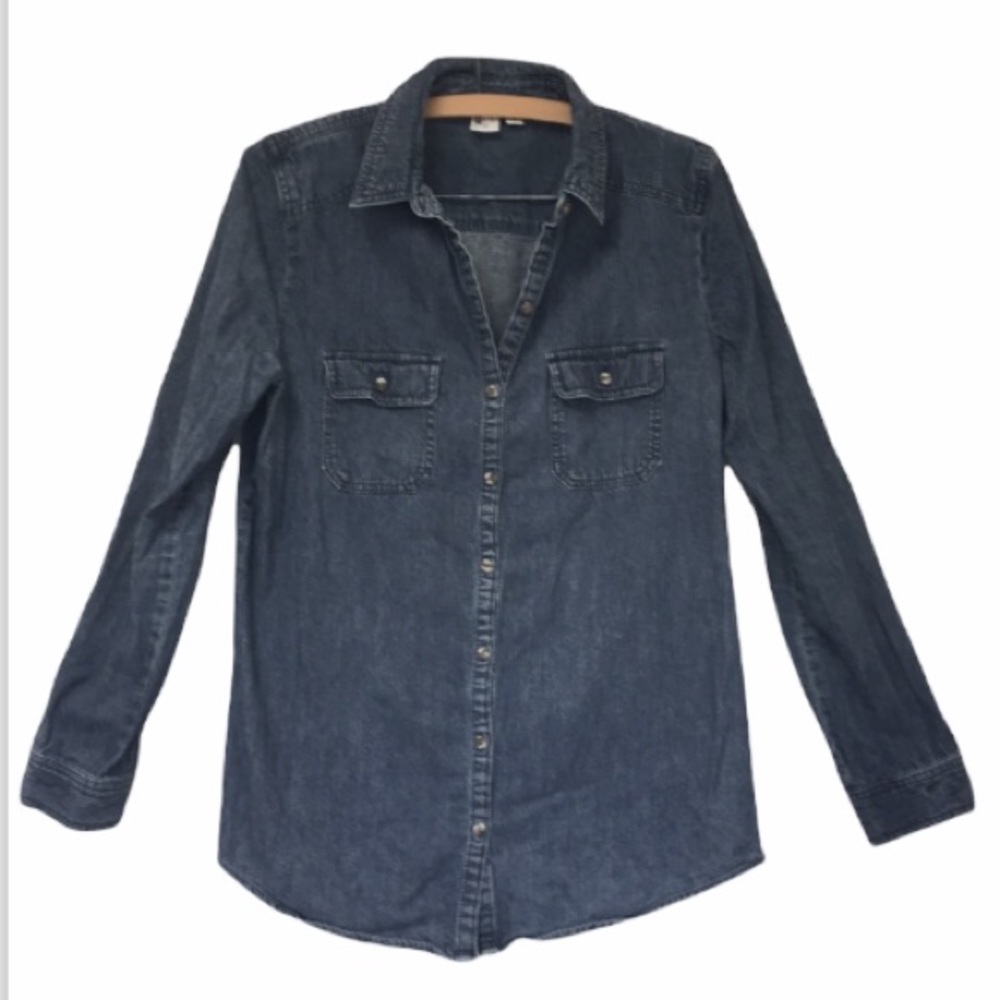Brass Plum Denim Button Down Shirt EUC 100% Cotton